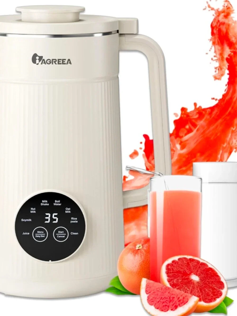IAGREEA Electric Soy Milk Maker, 8-in-1 Machine, Self Cleaning